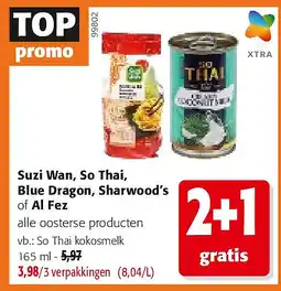 Colruyt Suzi Wan, So Thai, Blue Dragon, Sharwood’s of Al Fez aanbieding