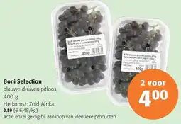 Colruyt Boni Selection blauwe druiven pitloos 400 g aanbieding