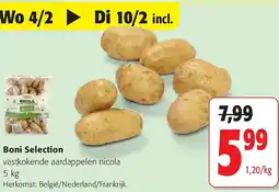 Colruyt Boni Selection vastkokende aardappelen nicola 5 kg aanbieding
