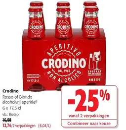 Colruyt Crodino Rosso of Biondo alcoholvrij aperitief 6 x 17,5 cl aanbieding