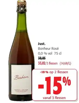 Colruyt Just. Bonheur Rosé 0,0 % vol 75 cl aanbieding