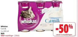 Colruyt Whiskas Catmilk 3 x 200 ml aanbieding