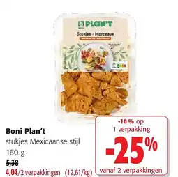 Colruyt Boni Plan't stukjes Mexicaanse stijl 160 g aanbieding