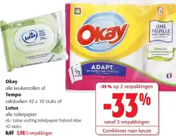 Colruyt Lotus vochtig toiletpapier Natural Aloe 42 stuks aanbieding