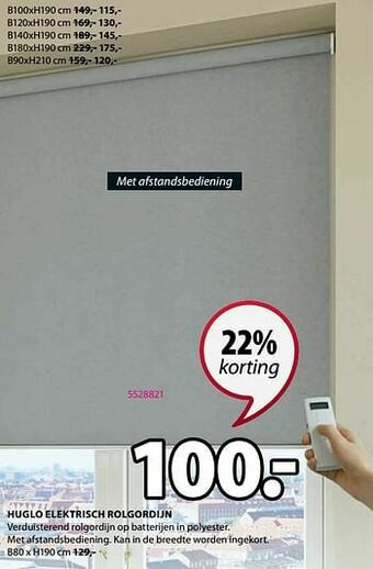 Jysk Huglo elektrisch rolgordijn aanbieding