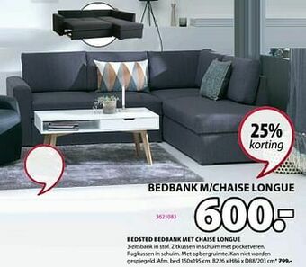 Jysk Bedsted bedbank met chaise longue aanbieding