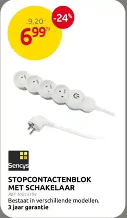 Brico Sencys Stopcontactenblok met Schakelaar aanbieding
