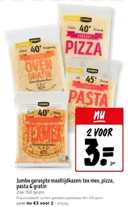 Jumbo Jumbo geraspte maaltijdkazen: tex mex, pizza, pasta & gratin aanbieding