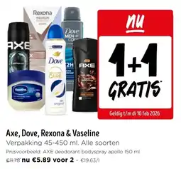 Jumbo Axe, Dove, Rexona & Vaseline aanbieding