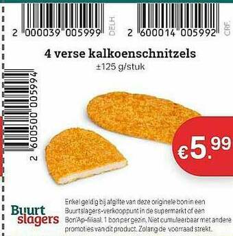 Buurtslagers Verse Kalkoenschnitzels aanbieding