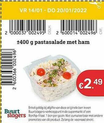 Buurtslagers Pastasalade Met Ham aanbieding