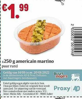 Buurtslagers Americain Martino aanbieding