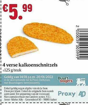 Buurtslagers Verse Kalkoenschnitzels aanbieding