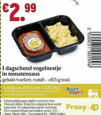 Buurtslagers Dagschotel Vogelnestje In Tomatensaus aanbieding