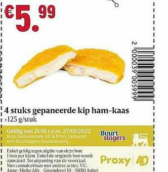 Buurtslagers Gepaneerde Kip Ham Kaas aanbieding