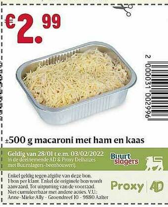 Buurtslagers Macaroni Met Ham En Kaas aanbieding