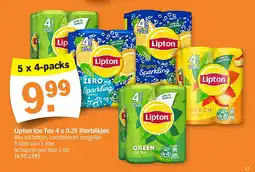 Albert Heijn Lipton Ice Tea 4 x 0.25 literblikjes aanbieding