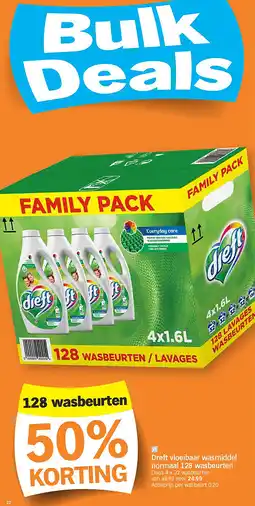 Albert Heijn Dreft vloeibaar wasmiddel normaal 128 wasbeurten aanbieding