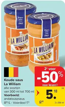 Carrefour Koude saus La William aanbieding