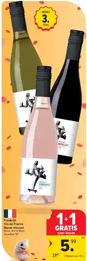 Carrefour Frankrijk Vin de France Baron Vincent aanbieding