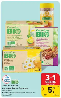 Carrefour Thee en infusies Carrefour Bio en Carrefour aanbieding
