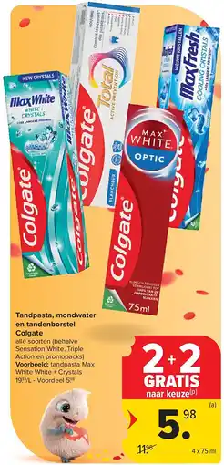 Carrefour Tandpasta, mondwater en tandenborstel Colgate aanbieding