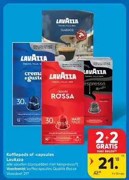 Carrefour Koffiepads of -capsules LavAzza aanbieding