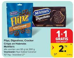 Carrefour Flipz, Digestives, Cracker Crisps en Hobnobs McVitie’s aanbieding