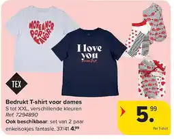 Carrefour Bedrukt T-shirt voor dames aanbieding