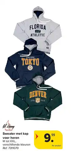 Carrefour Sweater met kap voor heren aanbieding
