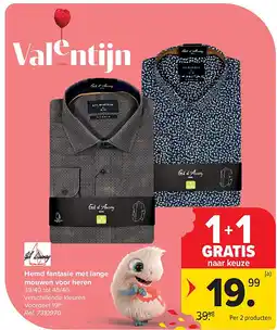 Carrefour Hemd fantasie met lange mouwen voor heren aanbieding