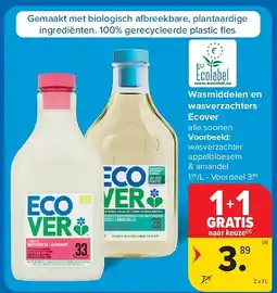 Carrefour Wasmiddelen en wasverzachters Ecover aanbieding