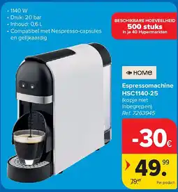 Carrefour Espressomachine HSC1140-25 aanbieding