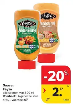 Carrefour Sauzen Fayza aanbieding