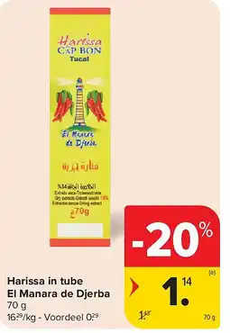 Carrefour Harissa in tube El Manara de Djerba aanbieding