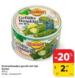 Carrefour Druivenblaadjes gevuld met rijst Suntat aanbieding