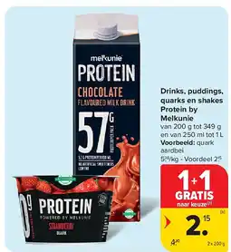 Carrefour Drinks, puddings, quarks en shakes Protein by Melkunie aanbieding