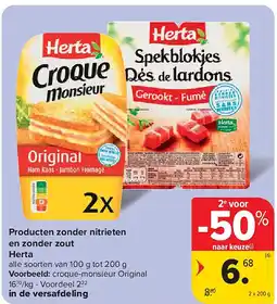 Carrefour Producten zonder nitrieten en zonder zout Herta aanbieding