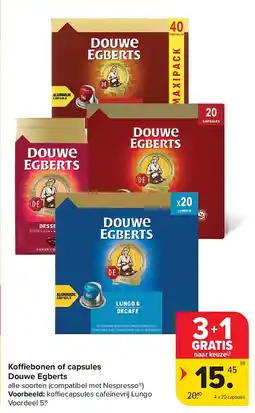 Carrefour Koffiebonen of capsules Douwe Egberts aanbieding