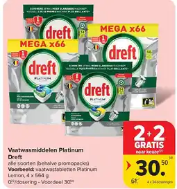 Carrefour Vaatwasmiddelen Platinum Dreft aanbieding