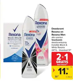 Carrefour Deodorant Rexona en Rexona Men aanbieding