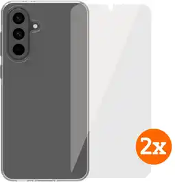 Coolblue BlueBuilt Samsung Galaxy A56 Back Cover Transparant + Screenprotector Glas Duo Pack aanbieding