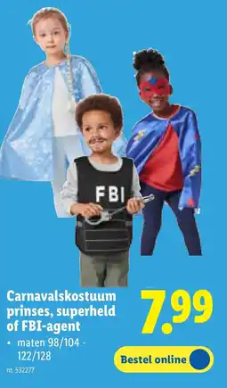 Lidl Carnavalskostuum prinses, superheld of FBI-agent aanbieding
