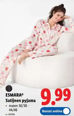 Lidl Esmara satijnen pyjama aanbieding