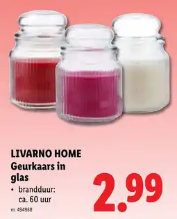 Lidl Livarno home geurkaars in glas aanbieding
