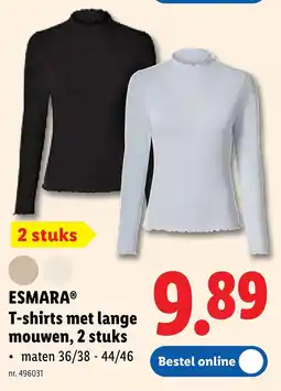 Lidl Esmara t-shirts met lange mouwen, 2 stuks aanbieding