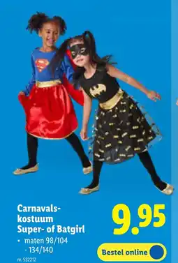 Lidl Carnavalskostuum Super- of Batgirl aanbieding