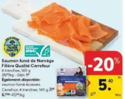 Carrefour Market Saumon fumé de Norvège Filière Qualité Carrefour aanbieding