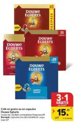 Carrefour Market Douwe Egberts Café en grains ou en capsules aanbieding