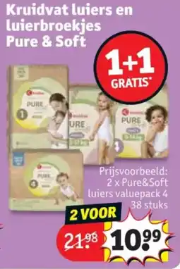 Kruidvat Kruidvat luiers en luierbroekjes Pure & Soft aanbieding